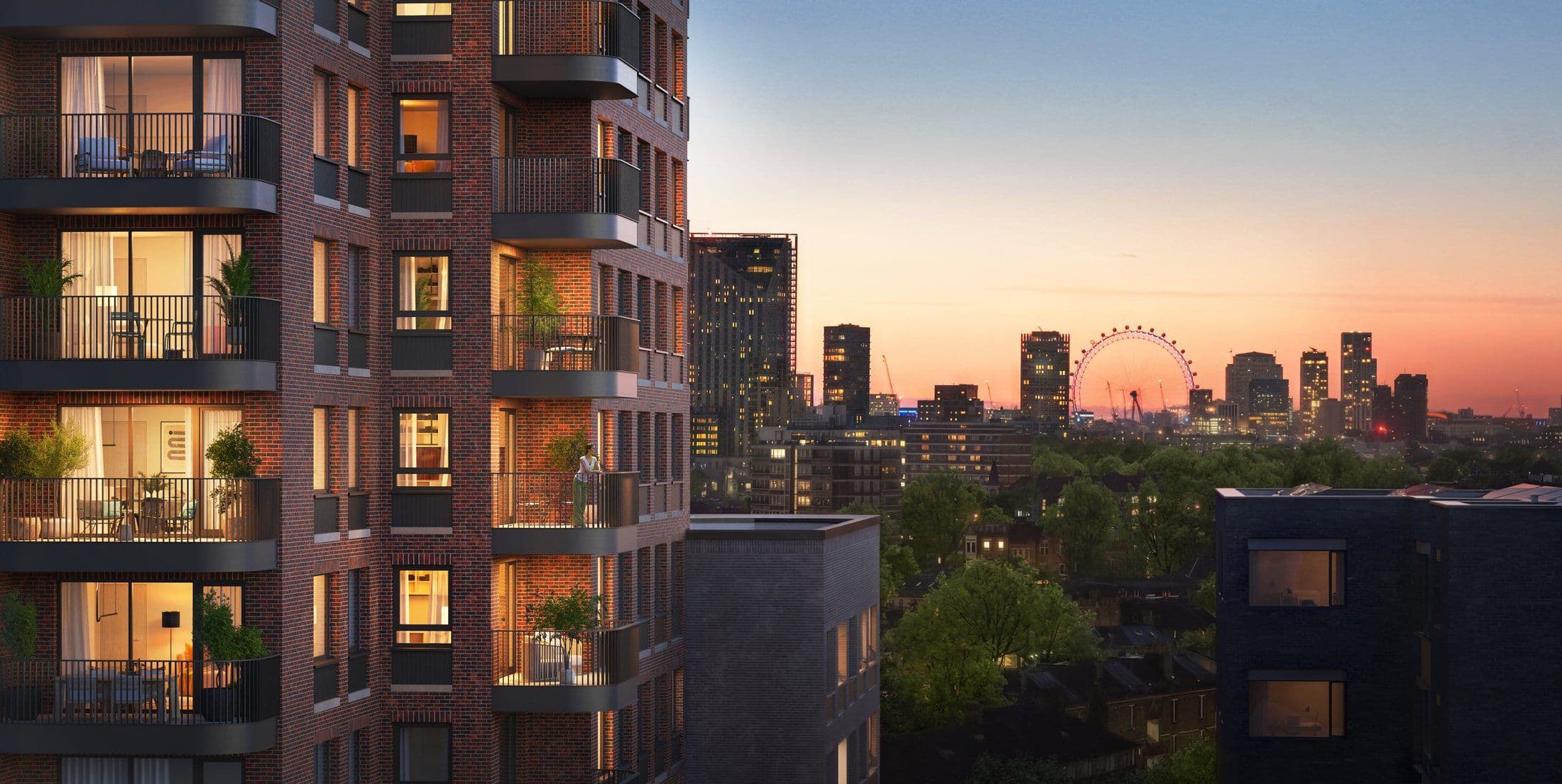 London Square Bermondsey — Sunset london eye