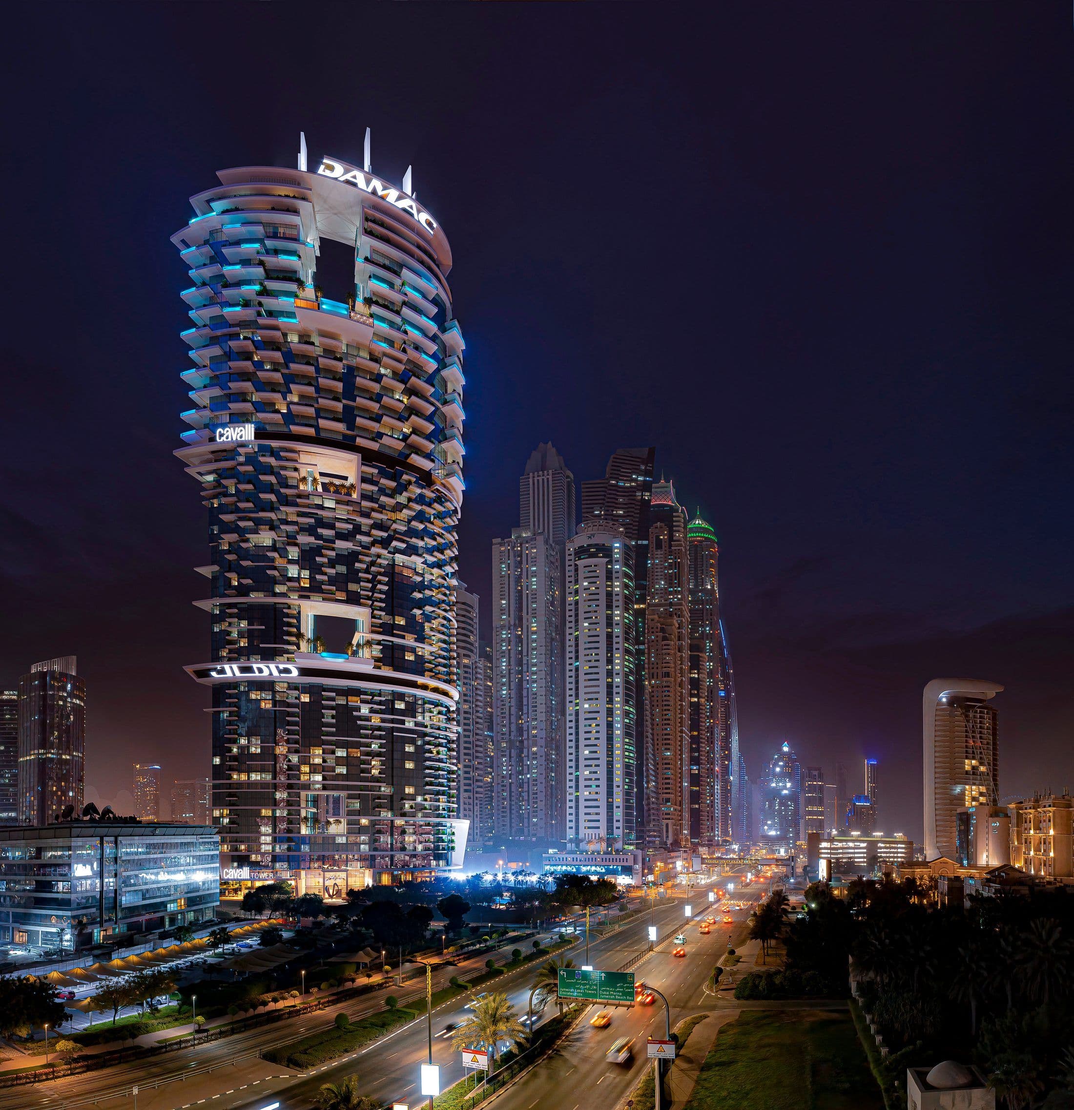Cavalli Tower — Exterior night