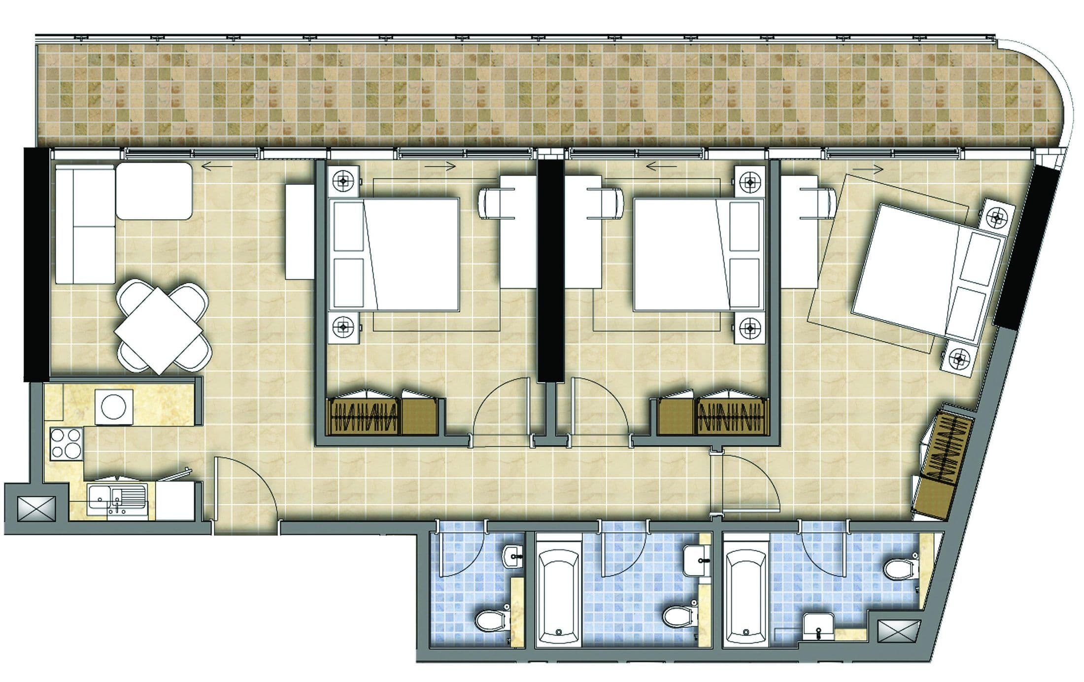 Merano Tower — Floor plan 3bed