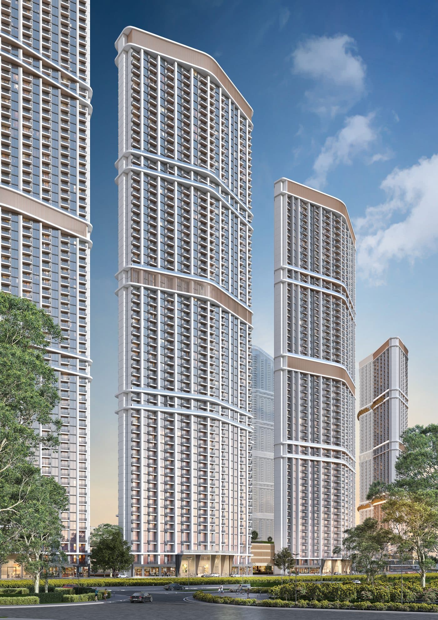 350 Riverside Crescent — Exterior towers
