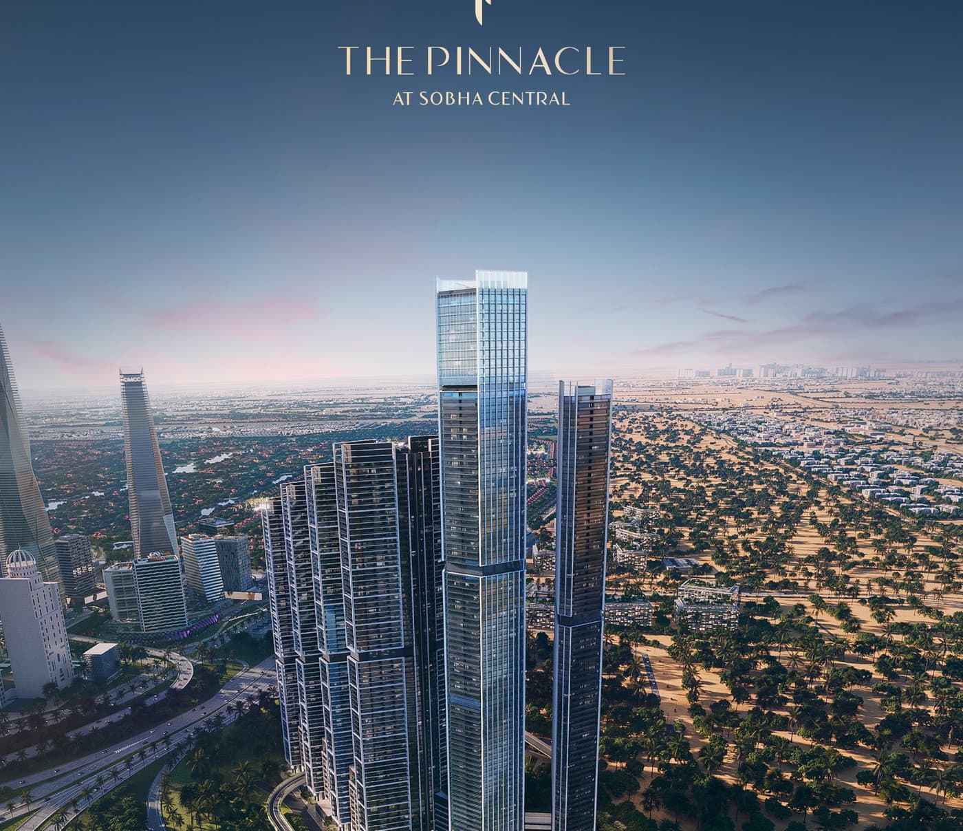 The Pinnacle at Sobha Central — Aerial exterior