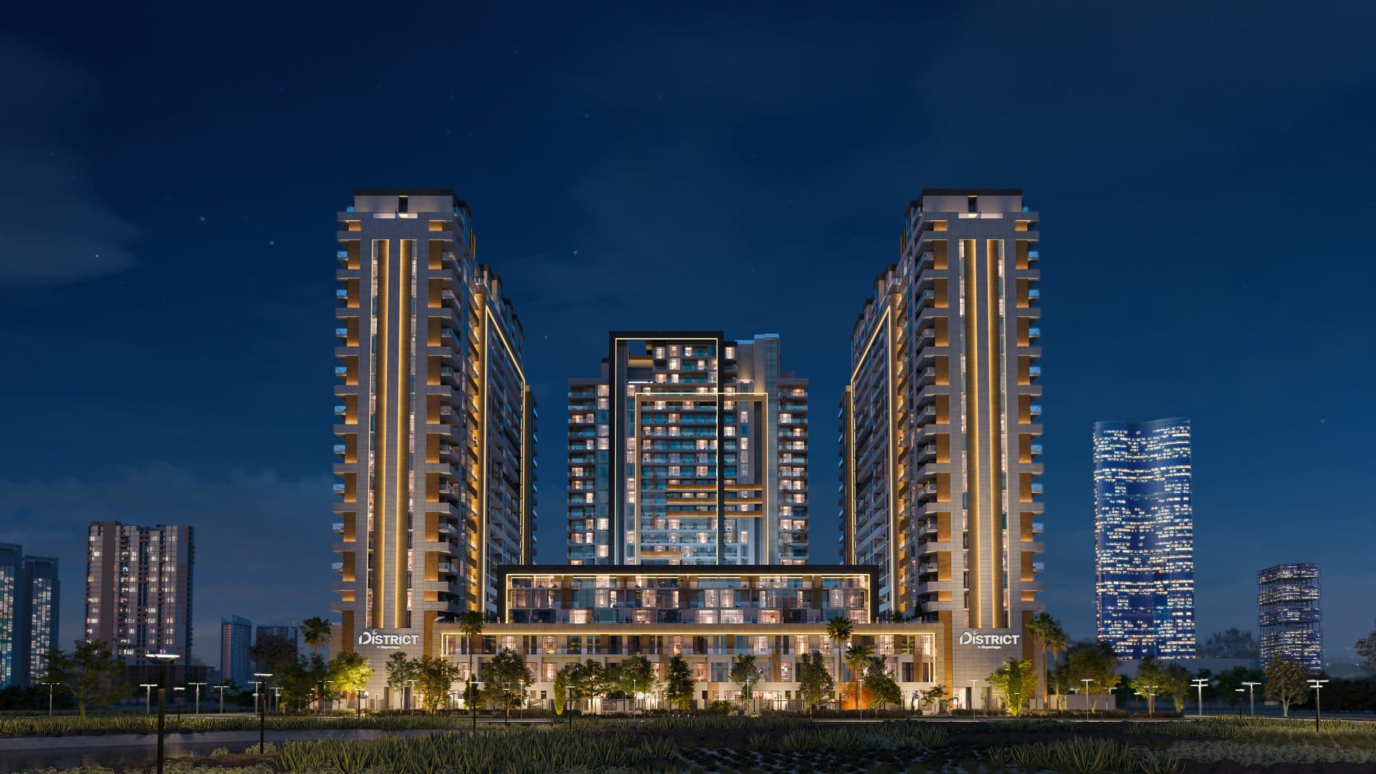 The District — Exterior night