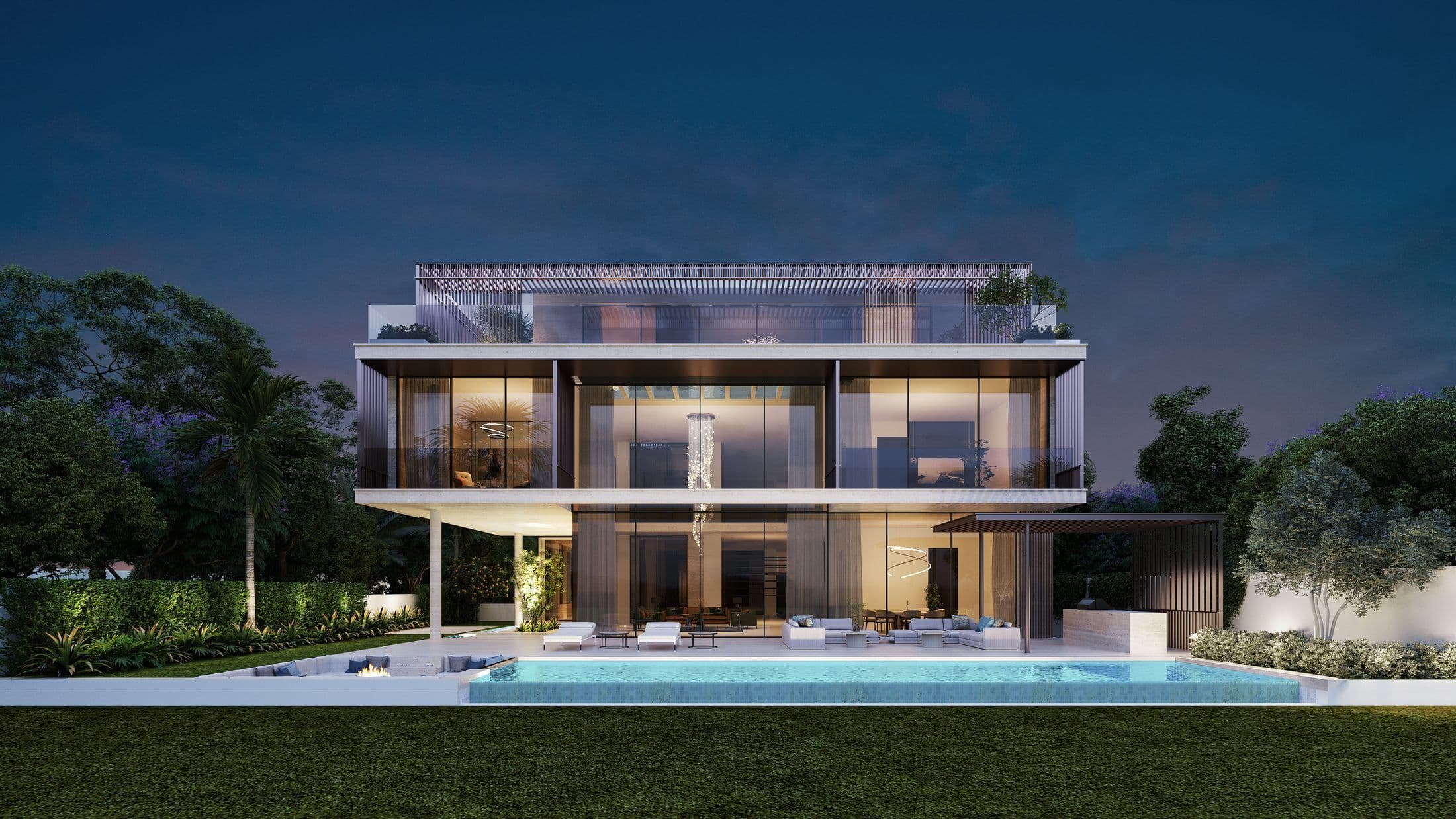 Utopia — Villa exterior night