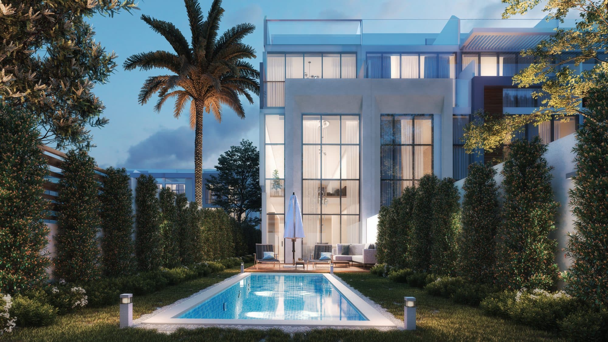 Verdana II — Townhouse pool night