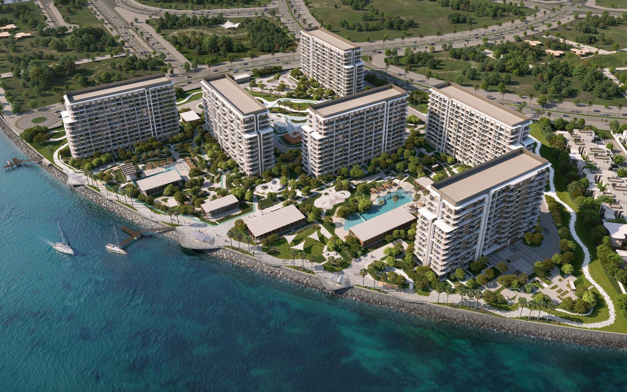 Yas Riva Residences — Waterfront aerial