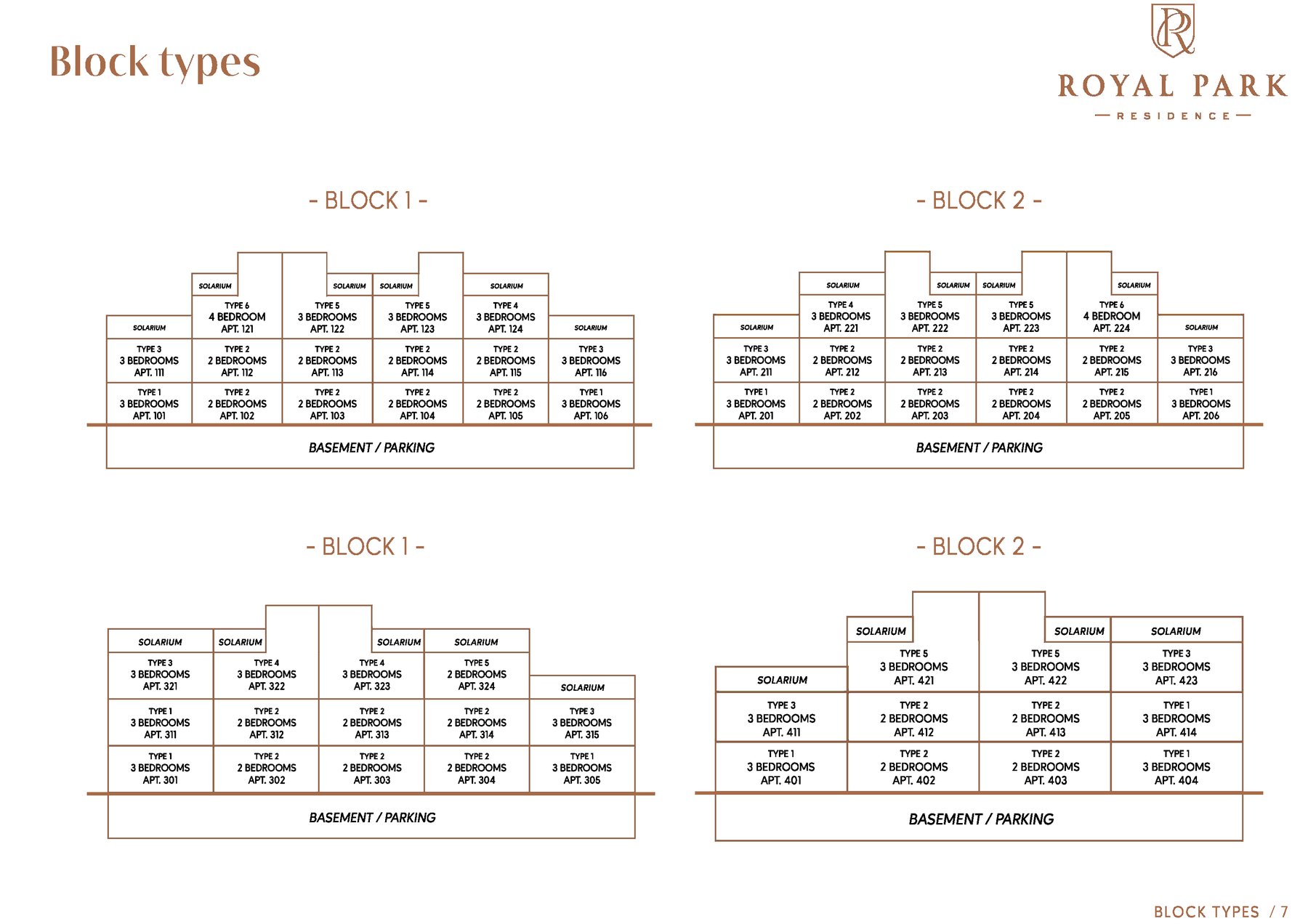 Royal Park Residence — unit types and floor plans